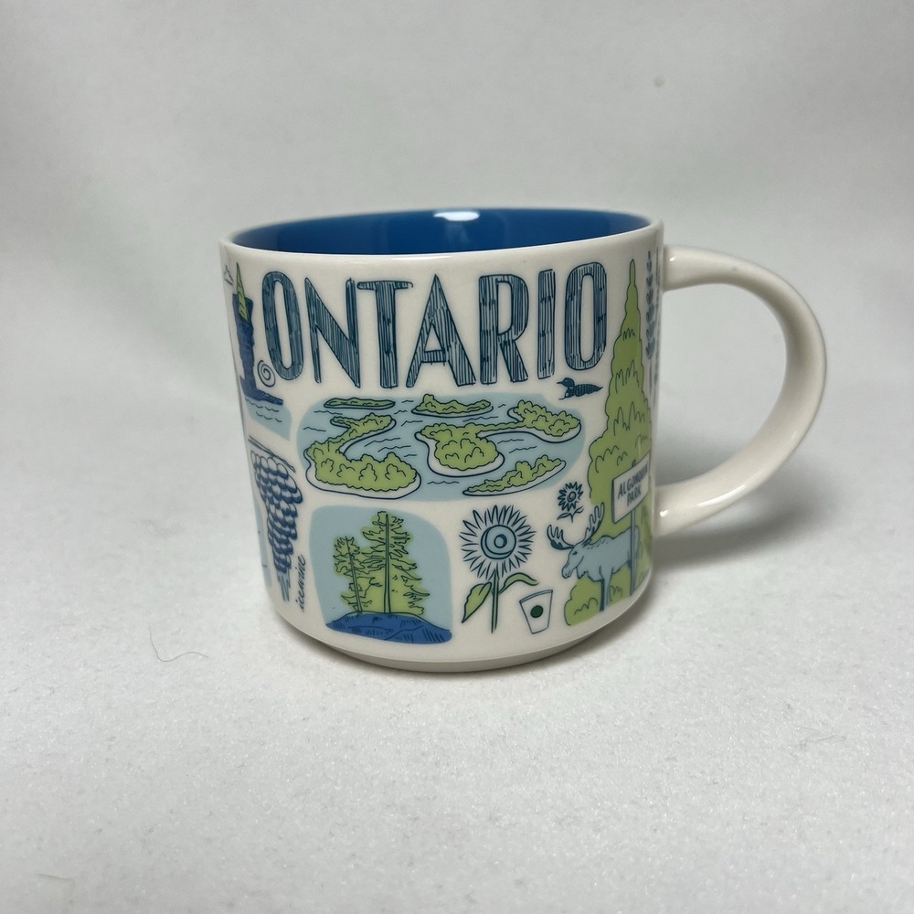Starbucks Been There Series Collectible 14oz Coffee Mug Ontario Blue Interior